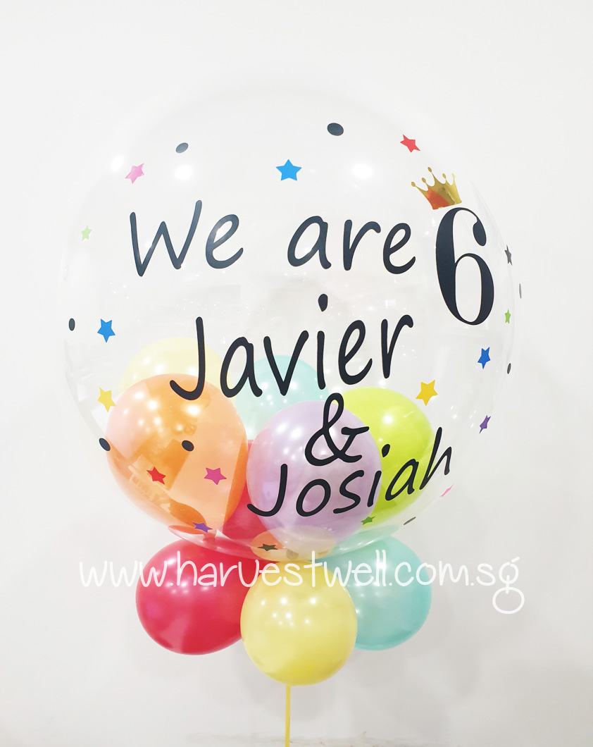 Customised Child Birthday Stars and Dots Bubble Balloon Customised Child Birthday Stars and Dots Bubble Balloon